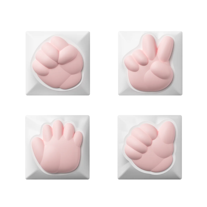 Keycaps Artisan AKKO Rock, Paper, Scissors and Praise (4 buc)